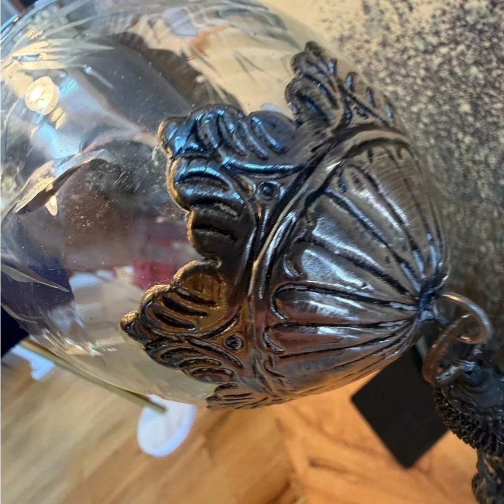 Vintage Clear Etched‎ Glass Egg Shaped Ornament
